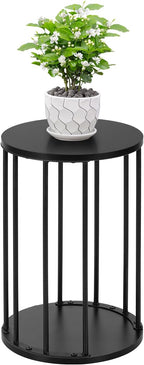Plant Stand Indoor,small plant stool,Flower Pot Corner stand holder,Mid Century Heavy Duty Metal Tall Home Decor,Modern Round End Table,Small Rustic Display Stand for Living Room,Bedroom(Black,18In)