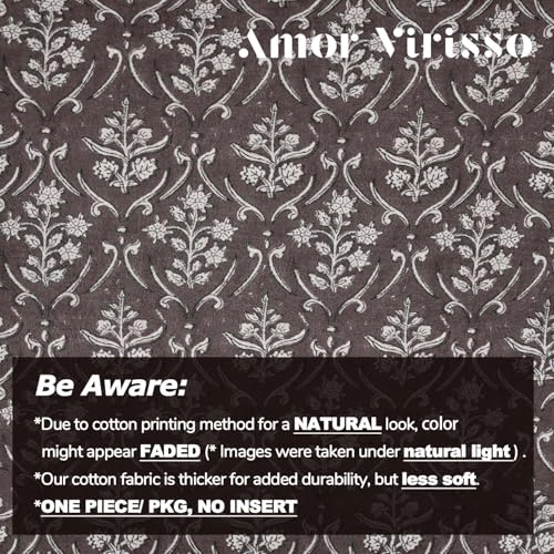 Amor Virisso Floral Pillow Covers 18x18 Inch Farmhouse Block Print Pillow Cover Accent Square Neutral Modern Decorative Throw Pillow Covers for Living Room Couch Bed Sofa Chair, Dark Brown - color: Dark Brown, size: 18" x 18" (Pack of 1)