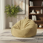 Stuffed Animal Storage Bean Bag Chair Cover, Cover Only (No Filler), Corduroy Toy Organizer Floor Cushion Seat, 48 in/120 cm Slipcover for Teens & Adults,Khaki