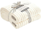 WRENSONGE Striped Throw Blanket, White Soft Cozy Fluffy Warm Hand Made Throw Blankets for Couch, Sofa, Chair, Bed, Camping, Picnic, Travel Lightweight Bed Blanket - 60"*80"