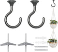 2 Sets Heavy Duty Swag Ceiling Hooks with Hardware for Hanging Plants, Cavity Wall Fixing, Easy Installation, Holds Up to 30lbs, Ideal for Home & Garden (2 Sets, Black Nickel)