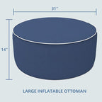 LVTXIII Inflatable Stool Ottoman Footrest with Handle, All Weather Footrest Seat, Indoor or Outdoor Pouf for Home Patio Garden and Camping Use, D31 xH14, Large Round, Navy Textured