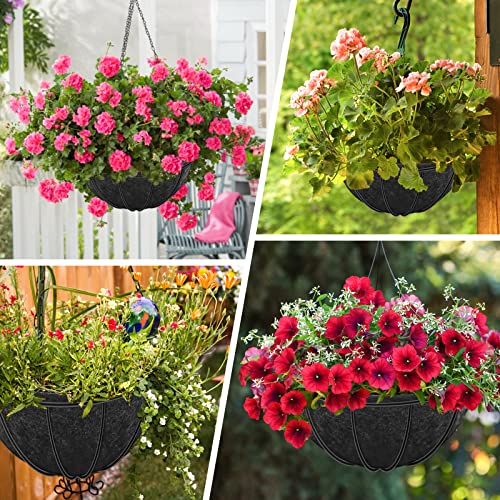 Riare 4 Pack 12 Inch Round Fabric Planter Basket Liner- Hanging Basket Liners Replacement Coco Fiber Liner Alternative for Hanging Basket Flowers (Prevent Birds from Nesting) - size: 12inch