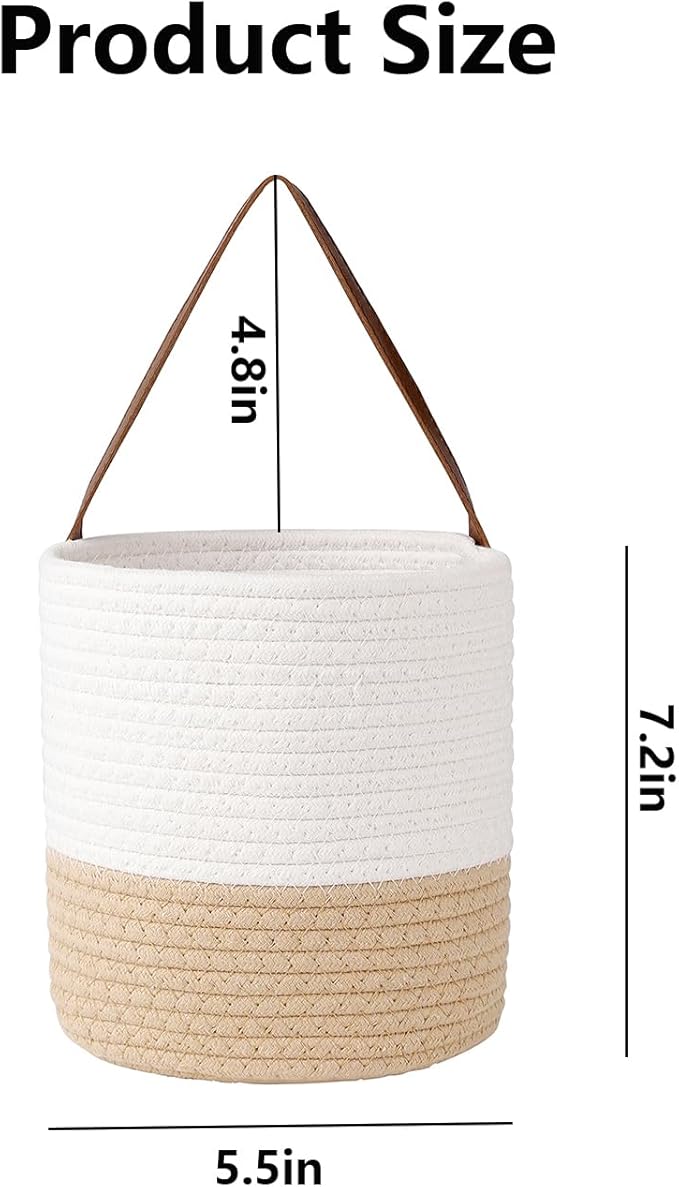 pack 2 Rope wall Hanging Basket,woven hanging basket for Organizing Plants, Key, Sunglasses,Small Storagen Basket for Kitchen Wall Decor Bathroom home Decor