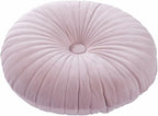 HLOVME Round Pillow Cushion for Couch Velvet Decorative Small Throw Pillow Solid Color for Living Room Bed Floor 13.7”, Pink