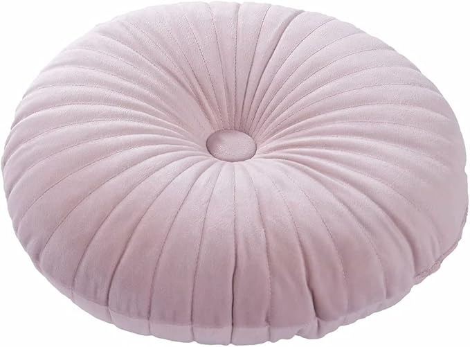 HLOVME Round Pillow Cushion for Couch Velvet Decorative Small Throw Pillow Solid Color for Living Room Bed Floor 13.7”, Pink