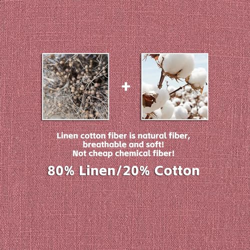 AmHoo Pack of 2 Linen Pillow Covers with Tassels Fringed Decorative Rustic Natural Throw Pillowcase Cushion for Couch Sofa Bedroom 20 x 20-Inch Dusty Rose - color: Dusty Rose, size: 20" x 20" (Pack of 2)