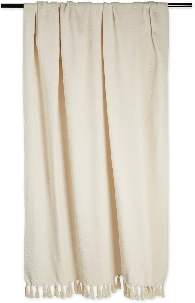 DII Global, Fields of Diamond Woven Throw, 50x60, Natural
