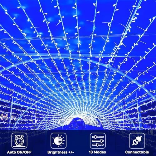 88FT 240LED Extra-Long Connectable String Lights Indoor Outdoor Clear Wire, Blue Christmas String Lights, Plug in Twinkle Fairy Light with Timer for Wedding Patio Tree Yard Christmas Decorations - color: Blue, size: 240LED