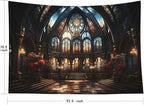 EMMTEEY Gothic Cathedral Room Tapestry 92.5X70.9 Inch - Vintage Interior Wall Art Medieval Fantasy Backdrop for Bedroom Dorm