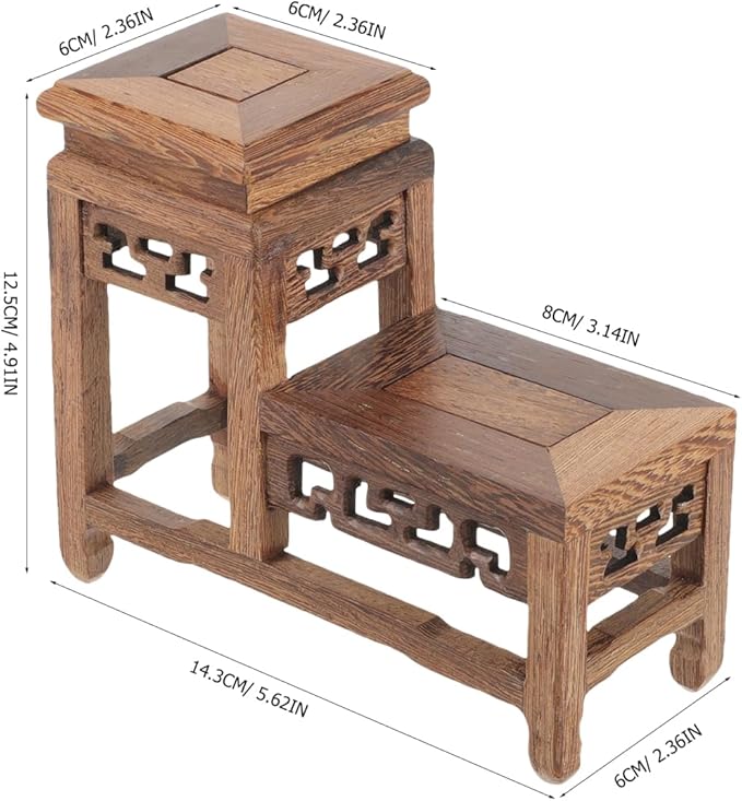 DOITOOL Wooden Plant Stand Indoor 2 Tier Wood Plant Shelf Wooden Planter Risers Flower Stand Vintage Display Planter Display Figurine Display Base for Home Garden