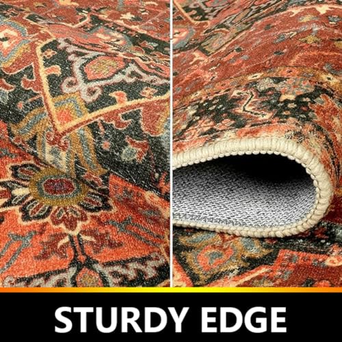 Boho Vintage Collection Tribal Area Rugs,Bohemia Distressed Medallion Farmhouse Indoor Floor Carpet Non-Slip Low Pile Washable Oriental Throw Accent Rug for Bedroom Living Dining Room 3' X 5' - color: Brown/Multi, size: 3' X 5'