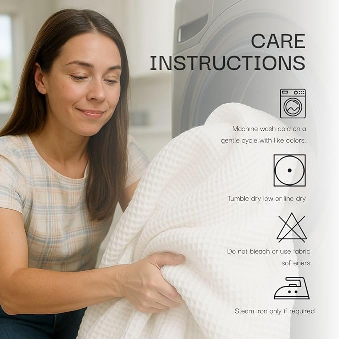Salt Earth GOTS Certified 100% Organic Cotton Throw Blanket, 108"X90" Blankets & Throws for Bed, Throw Blanket for Couch,Modern & Cozy Blanket, All Seasons Waffle Blanket, Soft Blanket (Silver Blue)