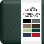KANGAROO Thick Ergonomic Anti Fatigue Mats for Kitchen Floor, Cushioned Standing Office Desk Mat, Waterproof Scratch Resistant Topside, Supportive All Day Comfort Padded Foam Rugs, 17x24, Hunter Green