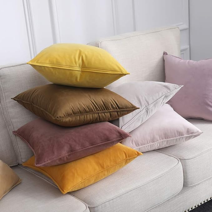 MIULEE Jam Velvet Throw Pillow Covers 20x20 Soft Decorative Solid Square Cushion Cases Pack of 2 Modern Luxury Home Decor for Couch, Sofa, Bedroom