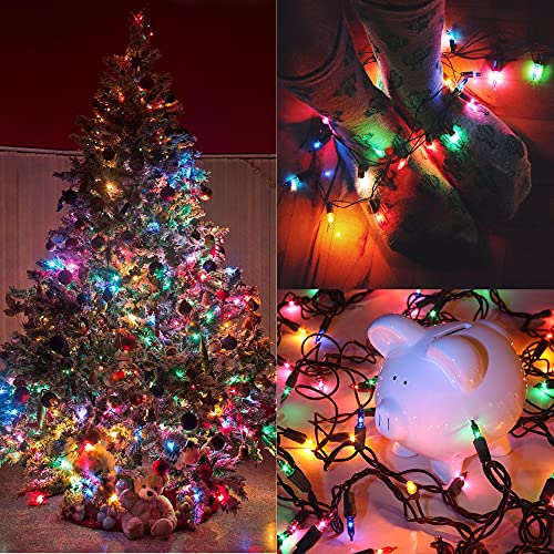 LJLNION Christmas Lights, 150 Count 33 FT Green Wire Xmas Tree Lights, 120V UL Certified Connectable for Holiday Party Outdoor Indoor Decoration, Multicolor - color: Multicolor