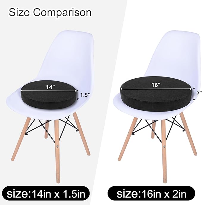 Tromlycs Round Chair Seat Cushion Pad 14 inch for Circle Stool Chairs Non Slip Decorative Foam Cushion Pillow, 1 Piece, 14 x 14 inches, Black