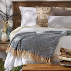 DII Diamond Throw Collection Cotton Woven, 50x60, Stonewash Blue - color: Stonewash Blue