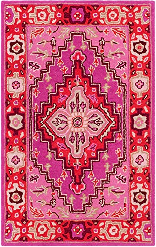 SAFAVIEH Bellagio Collection Accent Rug - 2'3" x 5', Red & Pink, Handmade Medallion Wool, Ideal for High Traffic Areas in Entryway, Living Room, Bedroom (BLG545B) - color: Red/Pink, size: 2'3" x 5' (Rectangular)