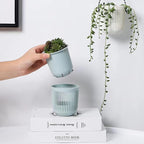 Melphoe 3.5‘’ Two-Piece Succulent Planters Pots with Drainage, Flexible Removable Handle, Flower Pots for Mini Plants, Small Hanging Planter for Wall, Window, 6 PCAK, White