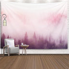 EMMTEEY Misty Forest Wall Tapestry, 80x60in, Pink Tapestry for Bedroom, Dorm, Living Room Decor