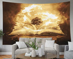 EMMTEEY Vintage Book Wall Tapestry for Bedroom 60X40 Inch - Knowledge Tree Wall Art Dark Academia Witchy Backdrop for Study Room Office