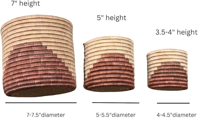 African Planter Baskets Sets of 3 Woven Sisal Baskets for Indoor Plant Pots Covers Home Decor Storage Organizer Gifts Zen Designs Arts and Crafts (Tan Brown)