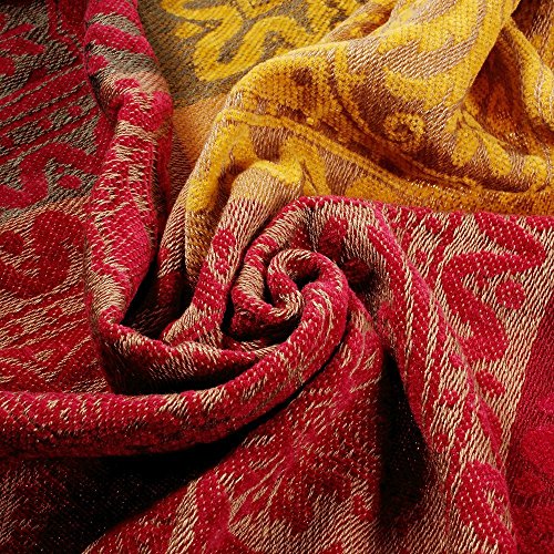 amorus Boho Sofa Cover, Chenille Jacquard Tassels Throw Blankets for Couch Bed, Decorative Sofa Slipcover Protector - Colorful Tribal Pattern (L,86 * 102inch) - color: Colorful Tribal Pattern, size: 86 x 102 in