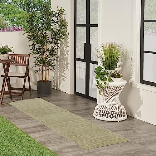 Nourison Home Nourison Essentials Green Gold 2'2" x 7'6" Area Rug - Easy Clean, Non Shedding, Bed Room, Living Room, Dining Room, Kitchen (8' Runner) - color: Green Gold, size: 2'2" x 7'6" (Runner)