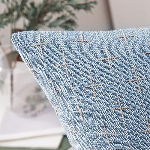 MIULEE Pack of 2 Decorative Burlap Linen Throw Pillow Covers Modern Farmhouse Pillowcase Rustic Woven Textured Cushion Cover for Sofa Couch Bed 18x18 Inch Light Blue - color: Light Blue, size: 18" x 18" (Pack of 2)