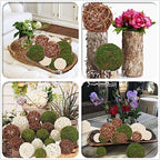 USMOLA 18Pcs Decorative Balls for Centerpiece Bowl - 6Pcs Fake Moss Balls + 12Pcs Rattan Wicker Balls, Artificial Moss Decorative Balls Vase Fillers for Home Garden Wedding Party Decor (Rustic)