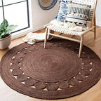 SAFAVIEH Area Rug 6' Round - Natural Fiber Collection - Brown, Handmade Jute, Boho Farmhouse Braided Design (NF364T) - color: Brown, size: 6' (Round)
