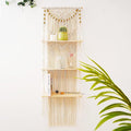 Macrame Wall Hanging Shelf with Enhanced Solid Wood Shelves and Handmade Macrame to Organize Plants and Decor — 3 Tier Macrame Shelf Wall Hanging Bohemian Decorative Shelves for Kitchen,Home Storage