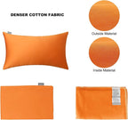 Thmyo 4-Pack 100% Cotton Lumbar Comfortable Solid Decorative Throw Pillow Case Rectangle Cushion Cover Sublimation Blank Pillow Covers Thanksgiving DIY Throw Pillowcase(12x20inch/30x50cm, Fall Orange)