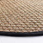 SAFAVIEH Area Rug 8' Round - Natural Fiber Collection - Large - Natural & Black, Seagrass, Basketweave Pattern with Border (NF114C) - color: Natural/Black, size: 8' (Round)