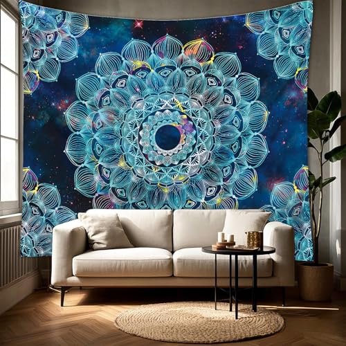 Bohemian Tapestry Large Mandala Wall Hanging Geometric Decorative Wall Art Colorful Wall Decor for Living Room - color: Kaleidoscope1, size: 59"L x 51"W