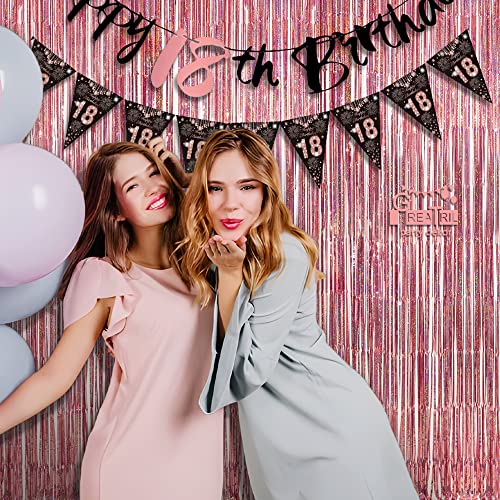 Rose Gold Tinsel Party Backdrop - GREATRIL Foil Fringe Curtain Party Photo Booth Backdrop for Birthday Women Bride Theme Decorations - 1m x 2.5m - Pack of 2 - color: Dark Rose Gold