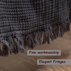 100% Cotton 4-Layer Muslin Blanket with Fringes, 50"x60", Dark Grey Throw Blanket, Ultra-Soft Gauze Blanket, Boho Bedding for All Seasons, Breathable for Couch, Bed(Dark Grey,Throw)