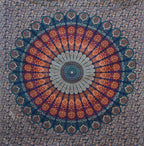 Bless International Handmade Indian hippie Bohemian Psychedelic Peacock Mandala Wall hanging College Dorm Beach Throws Table Cloth Bedding Tapestry (Golden Blue, Twin(54x72Inches)(140x185cms)) - color: Golden Blue, size: 72"L x 54"W
