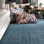 Nuloom Daniela Blue, 6' x 9', Handmade, Jute, Tassel, Soft and Textured, High Traffic, Stain Resistant, Easy Clean, Durable Area Rug for Bedroom, Living Room, Dining Space, Foyer, Entryway - color: Blue, size: 6' x 9' (Rectangular)