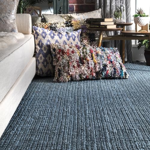Nuloom Daniela Blue, 6' x 9', Handmade, Jute, Tassel, Soft and Textured, High Traffic, Stain Resistant, Easy Clean, Durable Area Rug for Bedroom, Living Room, Dining Space, Foyer, Entryway - color: Blue, size: 6' x 9' (Rectangular)