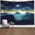 EMMTEEY Fantasy Tapestry Mountains under Starry Sky 92.5X70.9 Inch Extra Large Tapestry Wall Art Hanging Tapetries for Bedroom Living Room Dorm Décor