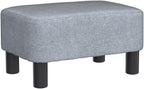 IBUYKE 16.54" Small Footstool Linen Fabric Pouf Ottoman Footrest Modern Home Bedroom Rectangular Stool, with Padded Seat Pine Wood Legs, Gray Blue RF-BD214-D