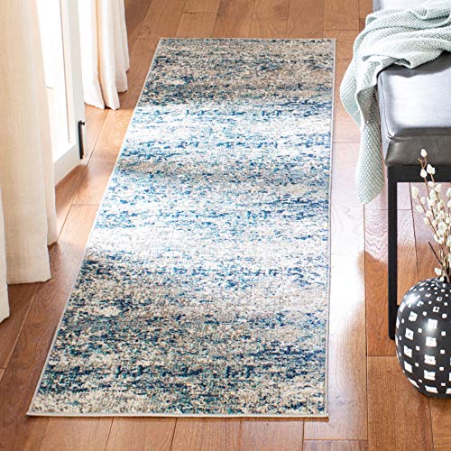 SAFAVIEH Madison Collection Runner Rug - 2'2" x 6', Grey & Blue, Modern Abstract Design, Non-Shedding & Easy Care, Ideal for High Traffic Areas in Living Room, Bedroom (MAD460K) - color: Grey/Blue, size: 2'2" x 6' (Runner)