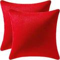 Throw Pillow Covers 20x20 Christmas Red: Pack of 2 Cozy Soft Velvet Square Modern Luxury Decorative Throw Pillow Cases for Sofa Couch Living Room Bed Home Decor