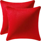 Throw Pillow Covers 20x20 Christmas Red: Pack of 2 Cozy Soft Velvet Square Modern Luxury Decorative Throw Pillow Cases for Sofa Couch Living Room Bed Home Decor