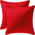 Euro Sham Covers 26x26 Christmas Red: Pack of 2 Cozy Soft Velvet Square Modern Luxury Decorative Throw Pillow Cases for Sofa Couch Living Room Bed Home Decor