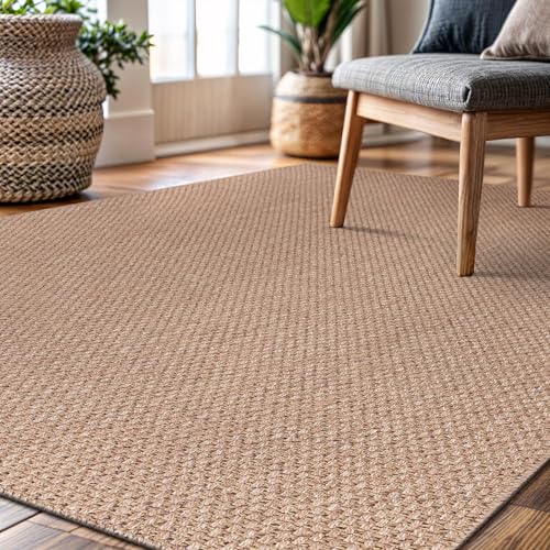 CAMILSON Easy Jute Rug 4x6, Indoor Outdoor Natural Color Farmhouse Area Rugs for Living Room Patio and Kitchen Rug, Solid Boho Woven Design, Easy-Cleaning, Washable Outside Carpet Alfombras (4 x 6) - color: Basketweave/Natural, size: 4' x 6' (Rectangular)