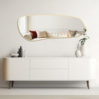 WallBeyond Irregular Wall Mirror, Asymmetrical Mirror Wall Mounted with Gold Framed for Living Room, Bathroom, Bedroom, Entryway Wall Decor, 46"×18", Gold