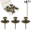 30 PCS Push Pins Picture Hanger Hooks, Double Headed Nails Push Pin Thumbtacks for Wall Hangings Picture, Decorative Small Hook Pins for Drywall Cork Board Home Office Photo Decorations (Bronze)